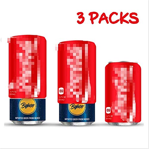 Byhoo 3 Pack Beer Can Cover - Beer Can Sleeve Silicone Beer Can Look Like Soda Hide Your Beverage Perfect for Outdoors Events Sports Party Toys, Red