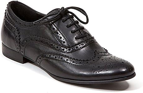 French Blu Women's Laurel Wingtip Lace-Up Oxford Shoe, Black, Euro 38/7-7.5 US