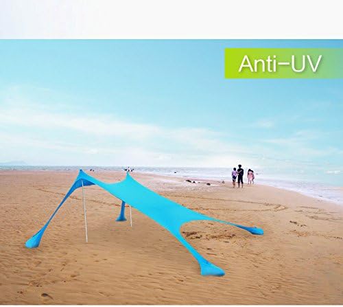 MENCOM SunShade Portable Canopy - Beach Tent with Sandbags Anchors - 2.1m x 2.1m - 100% lycra Perfect Sun Shelter with UV protection for Kids & Family at the Beach, Parks, Camping & Outdoors Picnic