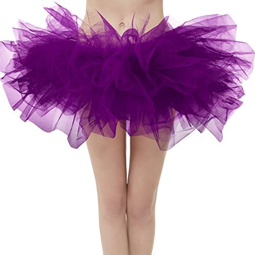 OBBUE Women's Vintage 5 Layered Tulle Tutu Puffy Ballet Bubble Skirt
