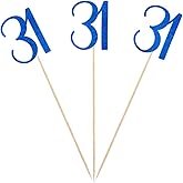 Blue Glitter 31st Birthday Centerpiece Sticks, 12-Pack Number 31 Table Topper Anniversary Party Decorations
