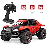 RC Car, 2019 Updated 1/18 Scale High Speed Remote Control Car, 2.4Ghz 2WD Off Road Monster Truck Electric - All Terrain Waterproof Toys Trucks for Boys Teens Adults (Red)