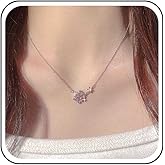 Ximdble Vintage Crystal Snowflake Pendant Necklace Rhinestone Snowflake Choker Necklace Sparkly Crystal Choker Necklace Silver Cz Crystal Necklace for Women
