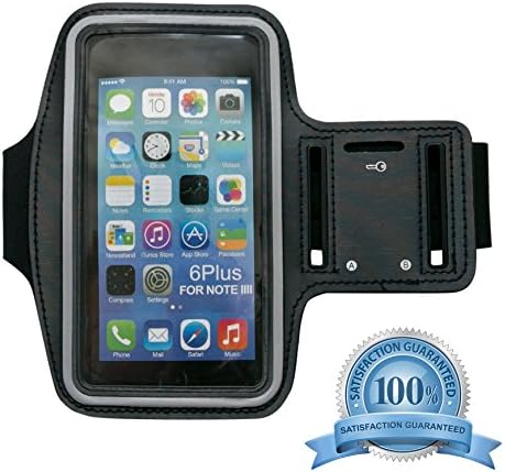 Sports Armband 5.5" PREMIUM Water Resistant - Reflective - Neoprene - Velcro - For Running Jogging Workout Gym - Arm Band for iPhone 7Plus 7 Plus 6Plus 6S 6 Samsung Galaxy Levitate Audio AB55 (black)