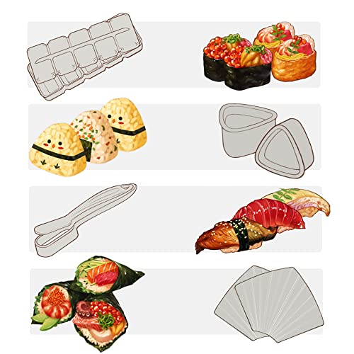 Sushi Making Kit for Beginners - 22-in-1 Sushi Maker Set with Bamboo Sushi Roller Mat - Complete Sushi Rolling Pack with Detailed Recipes