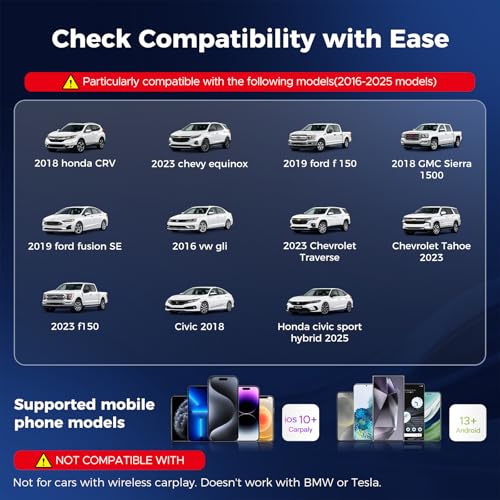 LAMTTO Wireless Carplay Adapter with Gemini AI, 3-in-1 Magic AI Box Support YouTube TikTok APPs, HDMI Port, USB Drive, Dual WiFi, Upgrade Wired Car Play to Wireless for 2016+ Cars