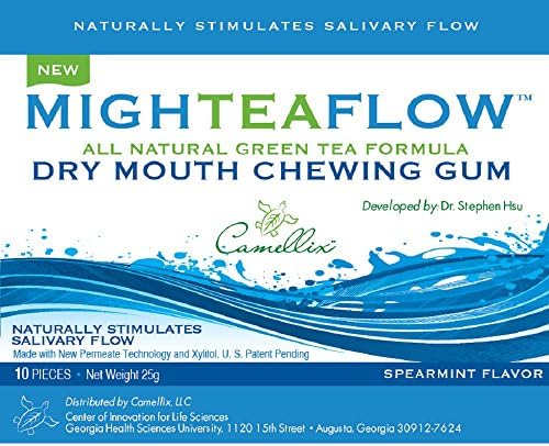 MighTeaFlow Spearmint Dry Mouth Chewing Gum 8 Packs per Case (3 Cases)
