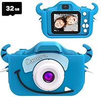 goopow Kids Camera Toys for 3-8 Years Old Boys and Girl, Kids Digital Video Camera for Children with Shockproof Soft Cover, Best Christmas Birthday Gifts for Boys Girls - 32GB SD Card Included (Blue)