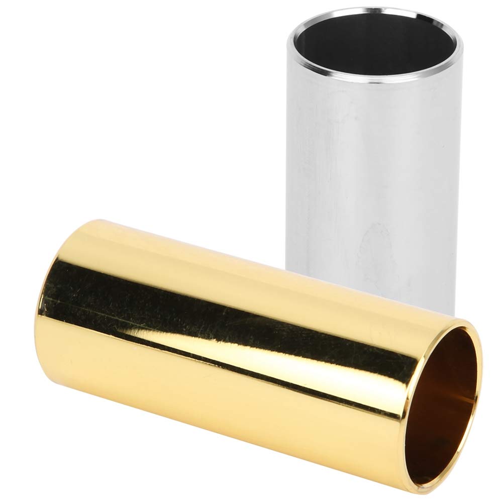 2Pcs Guitar Slide, Stainless Steel Guitar Bass Slide Guitar Accessory Suitable for Guitar, Bass, Ukulele, Banjo, etc, Silver Golden 6cm Chess Leisure Sports