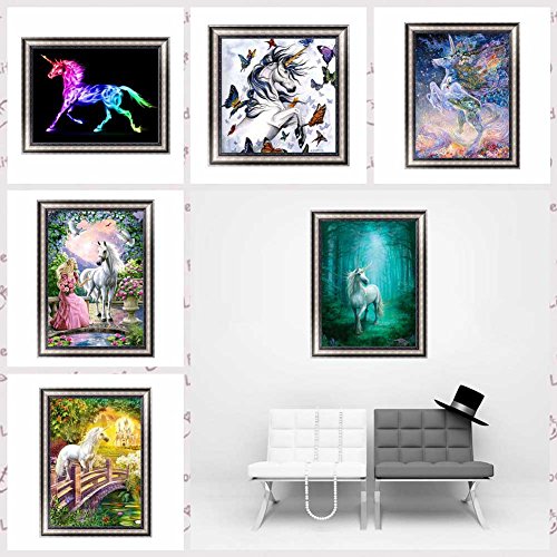 Chige DIY 5D Diamond Painting Kit, Cross Stitch Craft Kits Rhinestone Embroidery Wall Stickers Pasted Picture Drawing for Living Room Craft Home Wall Decor (Unicorn - 2)