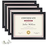 PETAFLOP 8.5x11 Picture Frames 4pcs Black Diploma Frame Set for Certificate Document Protection Wall and Tabletop Mounting Type