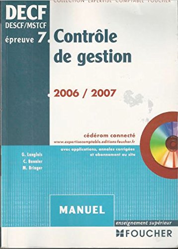 Contrôle de gestion DECF épreuve n°7 : Manuel (1Cédérom) by (Paperback)