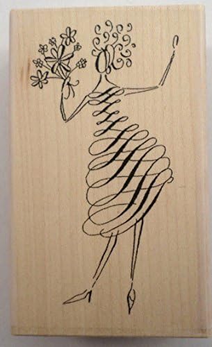 Stampington And Co Fleur Whimsical Woman Flowers Wood Mount Rubber Stamp #S7360