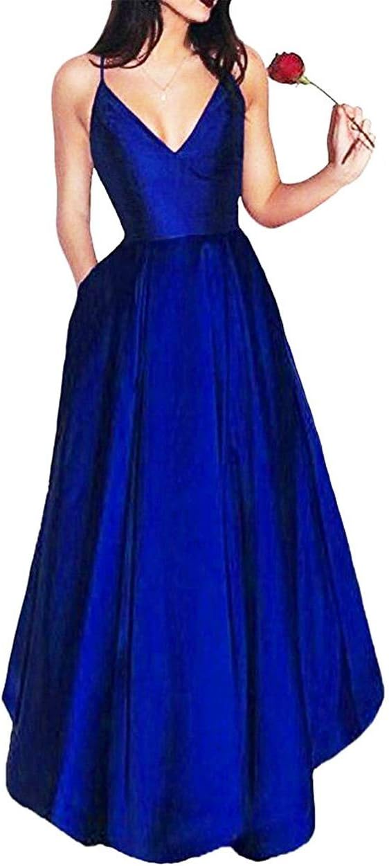 Elleybuy Short Straps Homecoming Dress With Pockets V-Neck Cocktail Party Gown