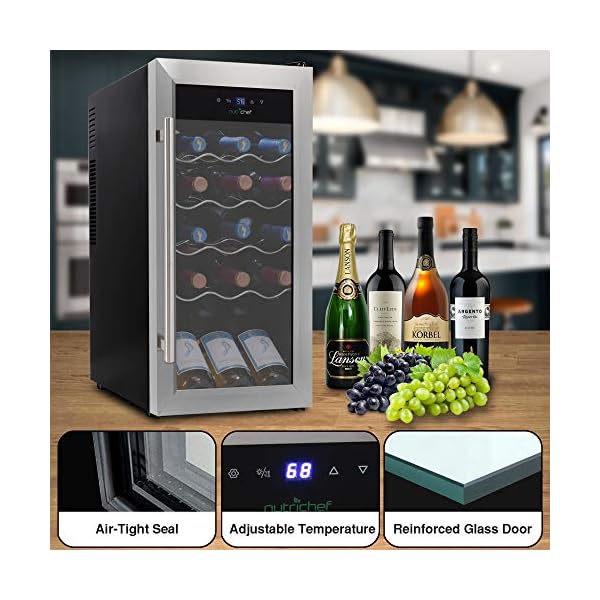 18-Bottle-Wine-Cooler-Refrigerator-White-Red-Wine-Fridge-Chiller-Countertop-Wine-Cooler-Freestanding-Compact-Mini-Wine-Fridge-18-Bottle-wDigital-Control-Stainless-Steel-Door-NutriChef-PKCWC18