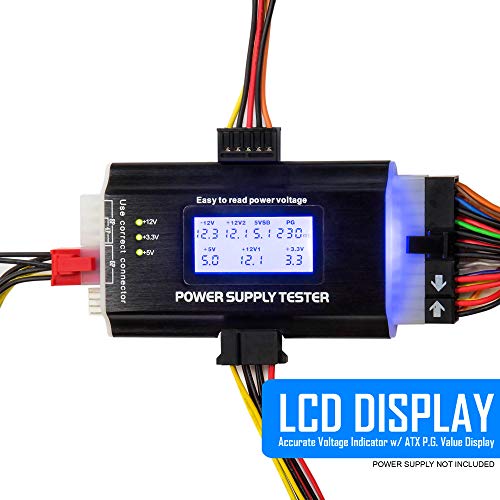 Kingwin PC Computer Power Supply Tester, Digital LCD Screen, ATX/ITX