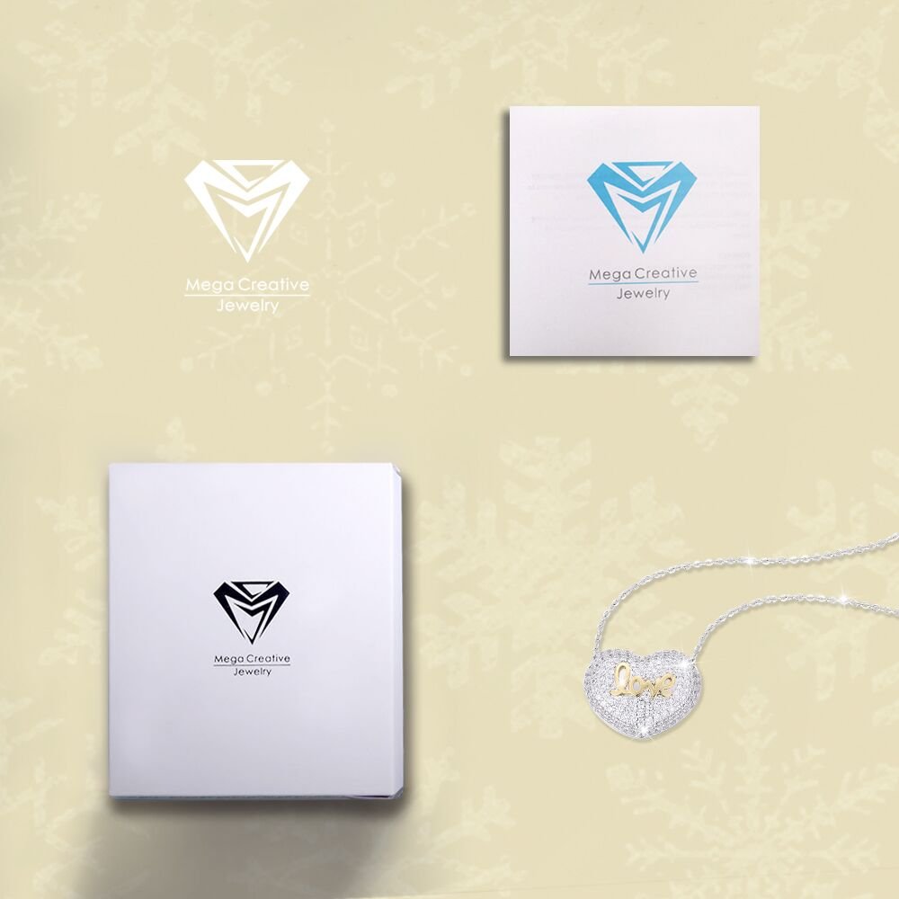 MEGA CREATIVE JEWELRY Heart Necklace Inlaid with Love for Girls Made with Swarovski Crystals Gifts