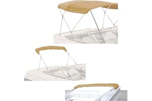 SavvyCraft 4 Bow Bimini Top Replacement Cover 9 Colors Options 8ft and 10ft Long, Durable Marine Grade Canvas Sun Shade Boat Canopy, Easy Install Zipper Sleeves, Replacement Canvas Only No Fram