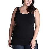 NIKIBIKI Women Seamless Premium Classic Tank Top, Made in U.S.A, Plus Size (Black)