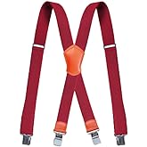 Suspenders for Men X Back Adjustable Heavy Duty Clip With 1.6 Inchs Wide Elastic Braces Snaps