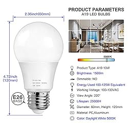 MAXvolador A19 LED Light Bulbs 1500LM, 100-125 Watt