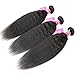 MeiYou 12A Kinky Straight Hair 3 Bundles Yaki Human Hair Weave Unprocessed Brazilian Virgin Remy Sew in Hair Extensions Natural Black (16.18.20)