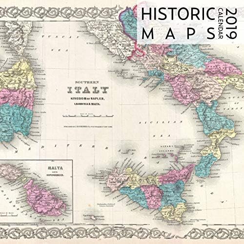 artico Historic Maps Calendar 2019 (12" x 12") | Vintage Maps Slim Wall Calendar | Ancient Maps | for History Buffs