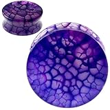 SoScene Purple Dragon Vein Organic Stone Ear Plugs Gauges Sold in Pairs (25MM-1 INCH )