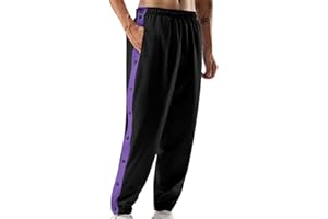 YSERB Mens Tear Away Athletic Pants Casual High Split Snap Button Sweatpants Jogger Pants Loose Fit Active Workout Trousers