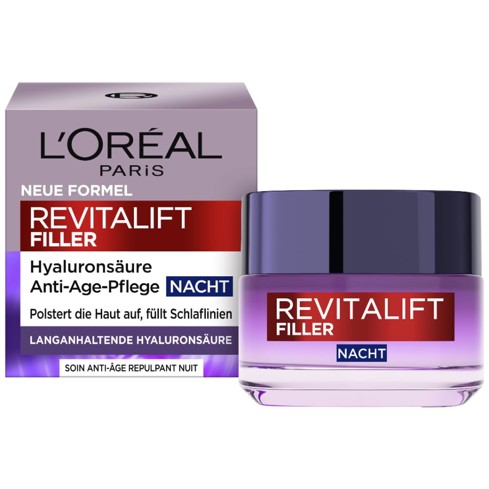 L'Oréal Paris Gesichtspflege Set, Anti-Aging Hyaluron Tagespflege und Nachtpflege gegen Falten, mit Micro-Filler Hyaluronsäure, Revitalift Filler, 2 x 50 ml 3