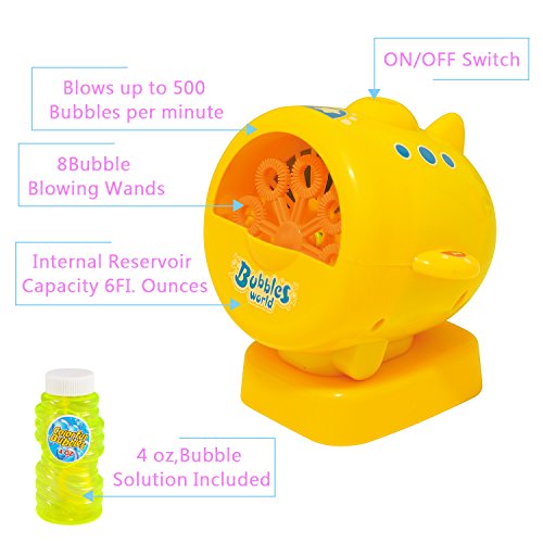 Geekper Bubble Machine for Kids - [ Upgrade ] Automatic Bubble Blower Durable Bubble Maker - 500 Bubbles per Minute Simple with Bubbles Solution Refill and Easy to Use