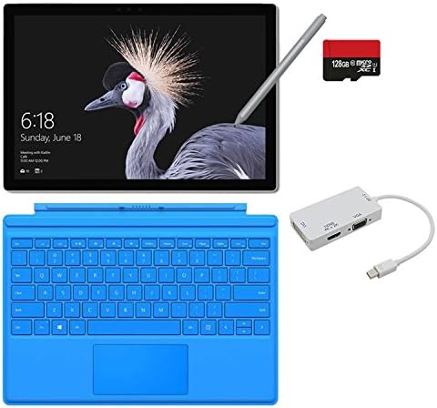 2017 New Surface Pro Bundle (5 Items): Core i5 8GB 256GB Tablet, Light Blue Type Cover (2016), New Surface Pen Platinum, 128GB Micro SD Card, Mini DisplayPort Adapter