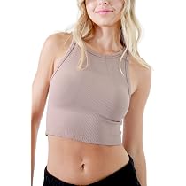NIKIBIKI Women Seamless Chevron High Neck Crop Top, Made in U.S.A ...