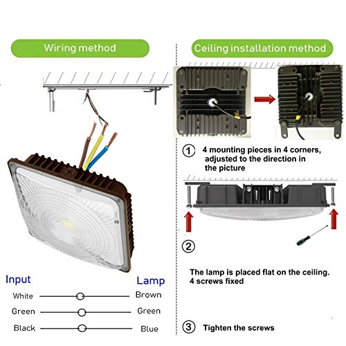 KRLED 120W LED Canopy Light High Bay baloncy Ceiling Light Pack of 2 | Industrial Waterproof Explosion-proof, Outdoor High Bay Gas Station, Equivalent 550W HID/HPS, 16000 Lm 5500K