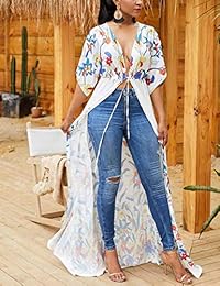 Kimono largo para dama, de gasa y rayón