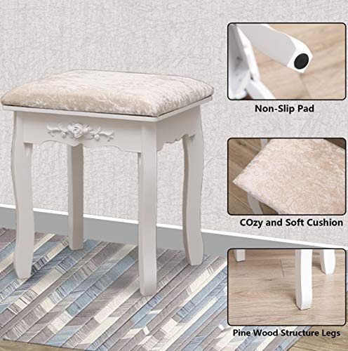 Maupvit-Vanity-Table-Set-with-Lighted-Mirror-and-Cushioned-Bench-Makeup-Dressing-Table-with-10-Light-BulbsTri-Folding-Mirror-and-4-Drawers-for-Women-and-Girls-Modern-Make-up-Dresser-Table-White