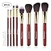 MiroPure 8-Piece Kabuki Makeup Brush Set with Ear Pick and Acne Needle (Golden Carmine / Black)
