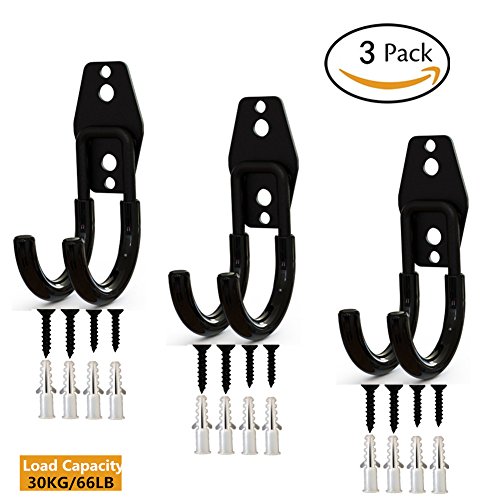 muyimu 3 Sets Garage Hooks heavy Duty U-Hook With Anti-Slip Coating,For Home Garage Chair Ladder Storage Organizer,Garage Hooks For Hanging Shovels,Wall Mounted Hanging Tools(Round Hook Small Black)