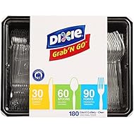 Dixie Heavy-Weight Polystyrene Plastic Fork, Teaspoon And Knife Cutlery Pack by GP PRO (Georgia-Pacific), Crystal, CH0369DX7, (90 Forks, 60 Spoons, and 30 Knives Per Kit, 1 Kit Per Case)