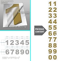 iSYFIX Gold Vinyl Numbers Stickers – 4 Inch Self