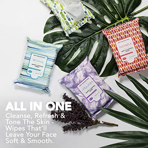 Body Prescriptions Makeup Remover Wipes Bulk, 4 Pack, 120 Facial