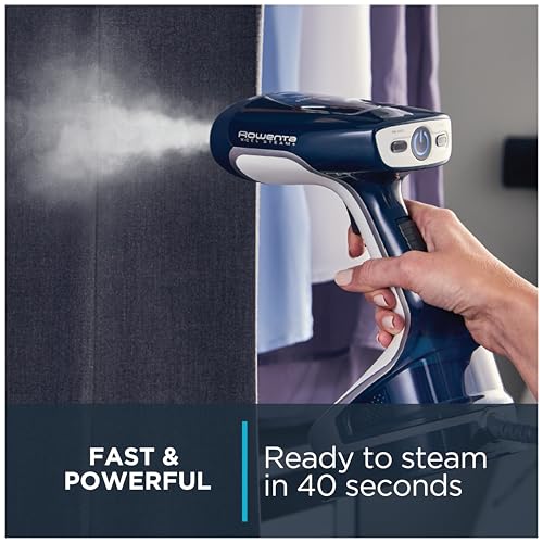 Rowenta Handheld Steamer for Clothes, X-Cel, 1600 Watts, 40-Second Fast Heat-Up, Powerful Continuous or On Demand Steam, 1600 Watts, Portable Clothes Steamer, Travel Must Have, Navy Blue, DR8120