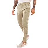 PASLTER Mens Chinos Pants Slim Fit Stretch Flat-Front Skinny Dress Suit Pants Cotton Slacks