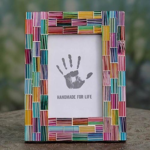 Handcrafted Glass Mosaic 'Indian Rainbow' 4 x 6 Photo Frame (India)