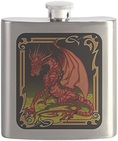 Hip Flask Red Dragon Gold Tapestry
