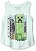Minecraft Big Girls Vintage Creeper Tank Top, Mint, M 7/8
