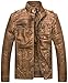 Wantdo Men's Vintage Stand Collar Faux Leather Jacket - US Medium - Yellow