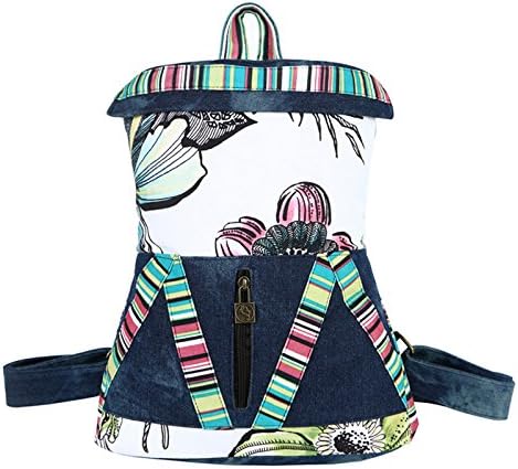Yoovi Peculiar Laptop Canvas Backpack Weekender Bag Rucksack Schoolbag (Mountain Flower) (Zipper)
