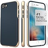 iPhone 7 Case, (Blue Gold) SaharaCase Trend Protective Kit Bundle with [ZeroDamage Tempered Glass Screen Protector] Rugged Protection Anti-Slip Grip [Shockproof Bumper] Slim Fit - Navy