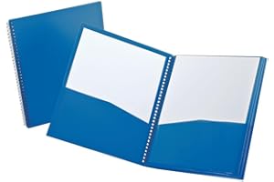 Oxford Duotang Folder, 8-Pocket Organizer, Letter Size, Heavy-Duty Plastic, Cool Blue, Reinforced Pockets, Wire Binding, Docu